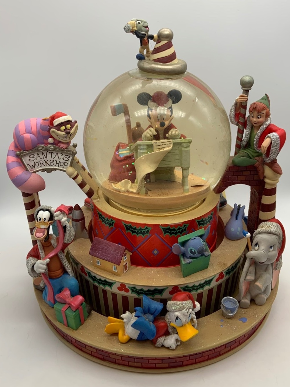 Disney Santa's Workshop Christmas Classic Characters Snowglobe Needs Repair